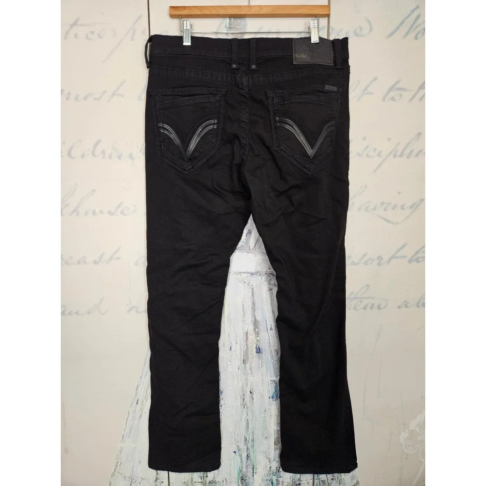 Salvage Mayhem Straight Jeans 33R Black Distressed Ripped Denim Regular Fit Mens